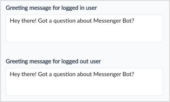 ManyChat greeting for logged in users