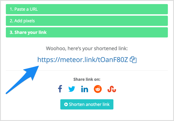 Your shortened link in Meteor.link.