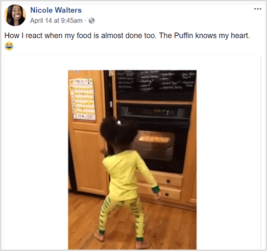 Nicole Walters posted a Facebook video of her young daughter dancing in front of the oven in her pajamas as she waits for her food to finish cooking.