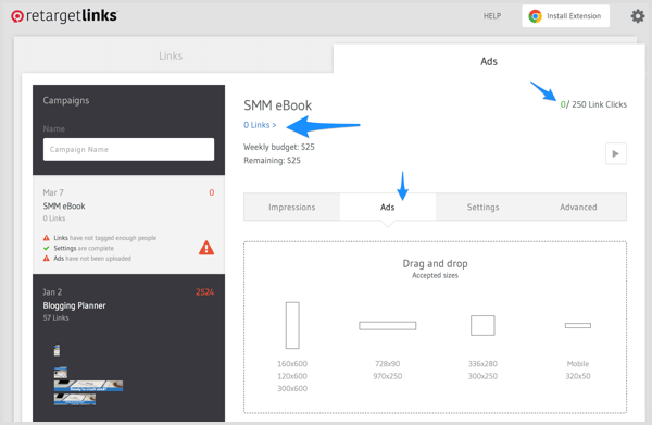 View your campaign on the Ads tab in RetargetLinks.