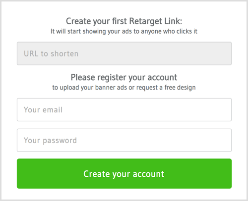 Set up an account with RetargetLinks.