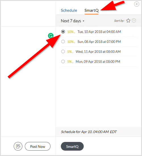 Zoho Social SmartQ post scheduling