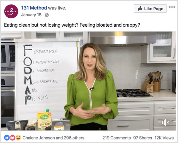 The 131 Method Facebook page posts a video about clean eating.