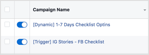 campaign level view of trigger and dynamic campaigns