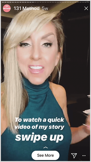Chalene Johnson posts on Instagram stories and links to a video