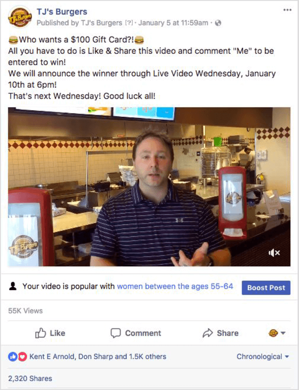 Facebook ad example