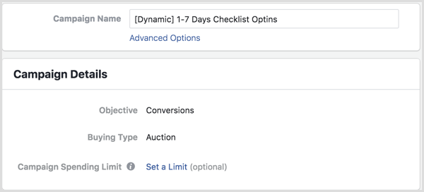 Facebook Ads Manager set up dynamic campaign