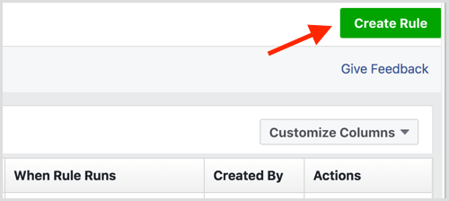 Click the Create Rule button in the top-right corner.