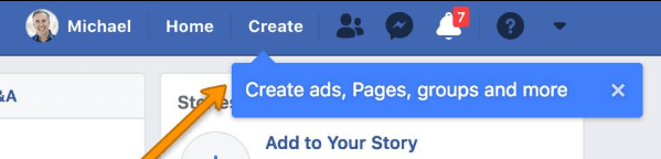 Facebook appears to have rolled out a new menu button on the top navigation bar that allows users to quickly and easily create a Page, an ad, a Group, and more.