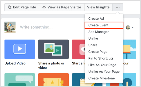 create event from Facebook page