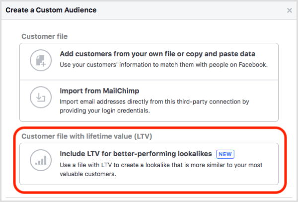 Facebook custom audience lifetime value