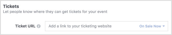 Use Ticket option to link to the Eventbrite ticket sales page