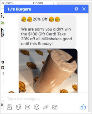 Facebook Messenger offer example