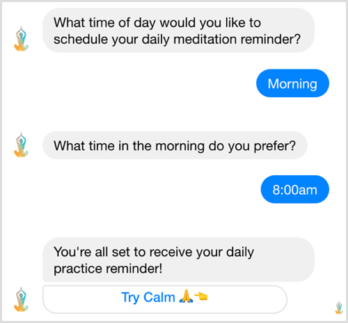 Facebook Messenger bot challenge example