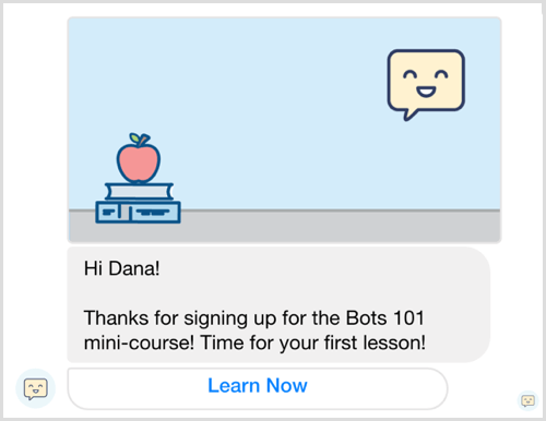 Facebook Messenger bot mini-course example