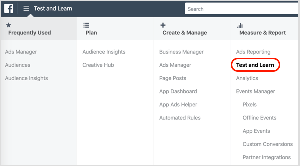 Ferramenta de teste e aprendizado do Facebook