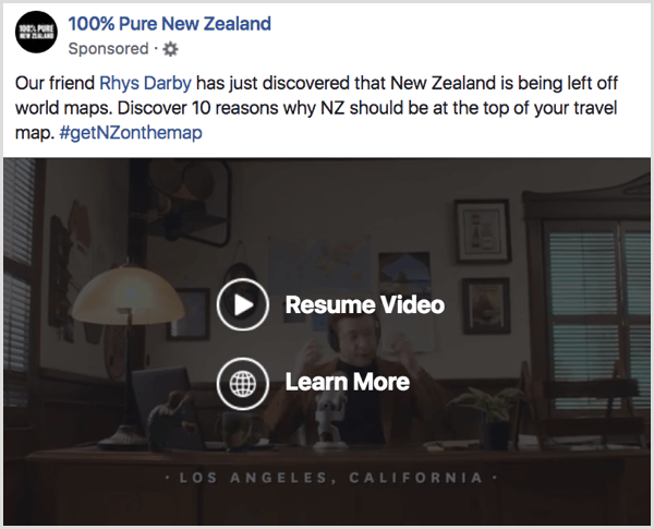 Facebook video ad awareness example