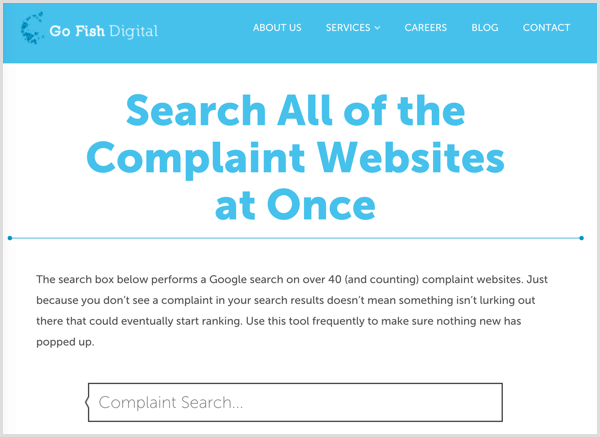 Go Fish digital complaint search box