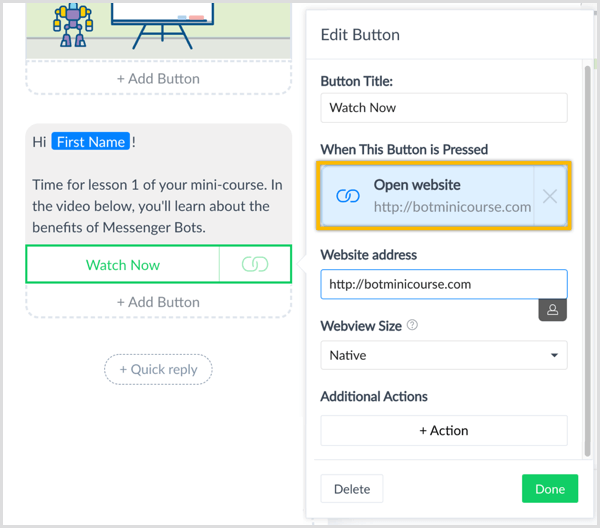 create sequence for Messenger bot with ManyChat