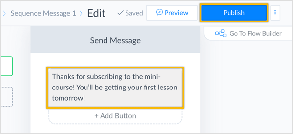 create sequence for Messenger bot with ManyChat