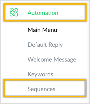 create sequence for Messenger bot with ManyChat