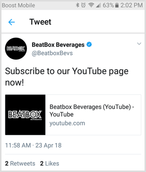 Example of sharing YouTube invitation link on Twitter