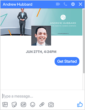 Andrew Hubbard uses a messenger bot to communicate with webinar prospects