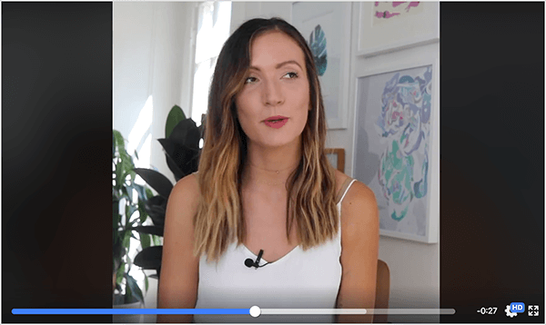 Andrew Hubbard recommends pitching your webinar to a retargeting audience with a 60-second video ad. In this example, a woman who has blonde hair and wears a white tank top pitches a webinar about Pinterest in 60 seconds.