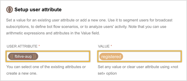 Create a new user attribute and enter a value for it.