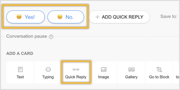 Offer two quick reply options: Yes and No.