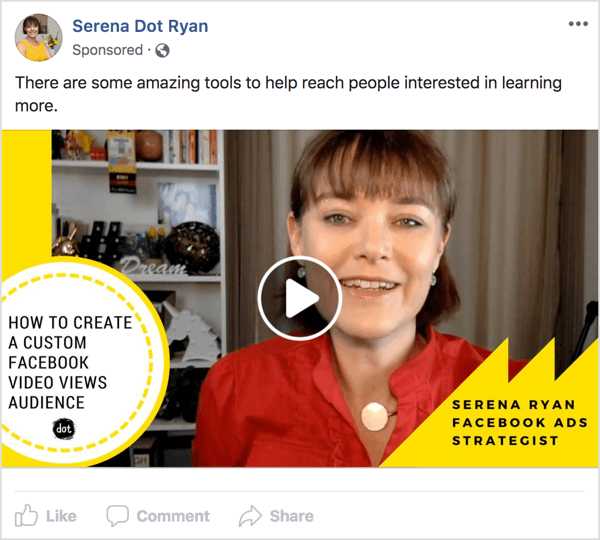 Show your audience a Facebook video ad for something you have or do that solves their problem. 