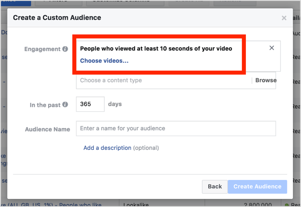 From the Engagement drop-down list, select People Who Viewed at Least 10 Seconds of Your Video.