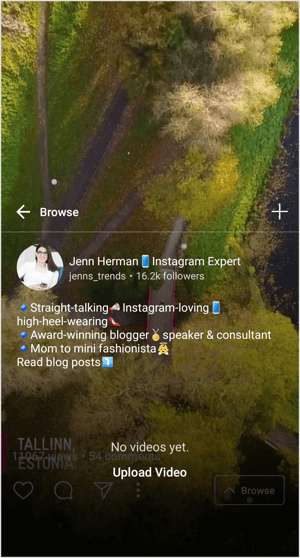 Upload Video prompt in IGTV app.