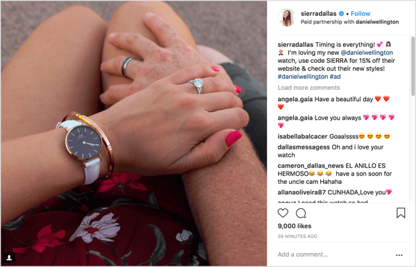 Example of Instagram influencer marketing campaign post with unique discount code
