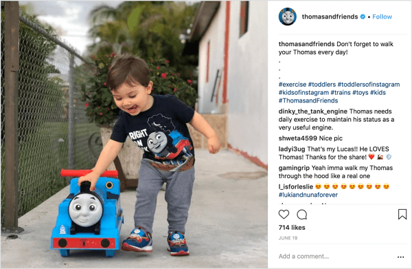 Thomas & Friends shares photos submitted by parents of children using the brand's merchandise.