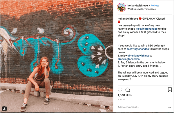 ALT Covington & Co, a U.S. clothing company, collaborated with local micro-influencers to promote their latest giveaway.