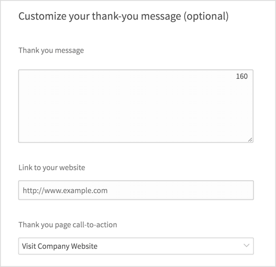 Customize your thank-you message.