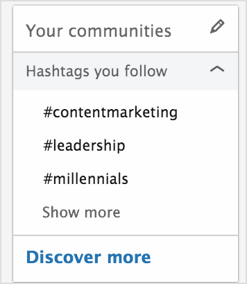 Expand the Hashtags You Follow section.