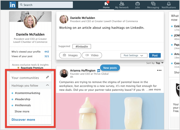 Click the pencil icon to start adding LinkedIn hashtags to your list.