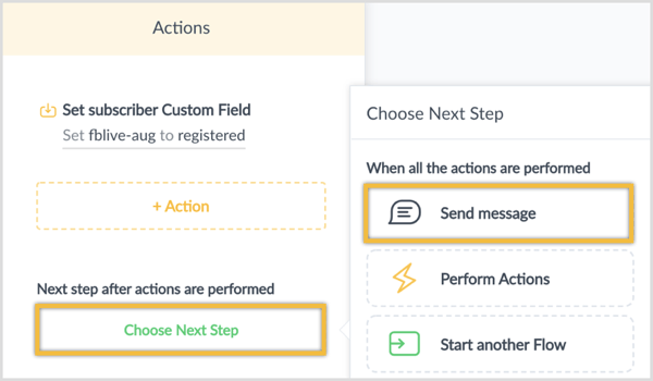 Click Choose Next Step and select Send Message.