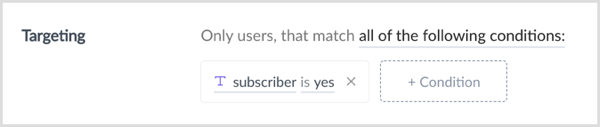 Click +Condition to segment your audience.