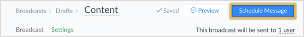 Click the Schedule Message button at the top right.
