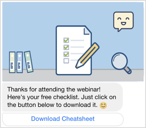 Deliver free download via Facebook Messenger bot