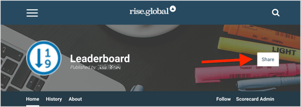 Share your rise.global leaderboard across your social media platforms, especially in your exclusive communities.