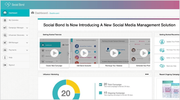 Search for social media influencers with Social Bond and see ratings based on followers, engagement, and influence.