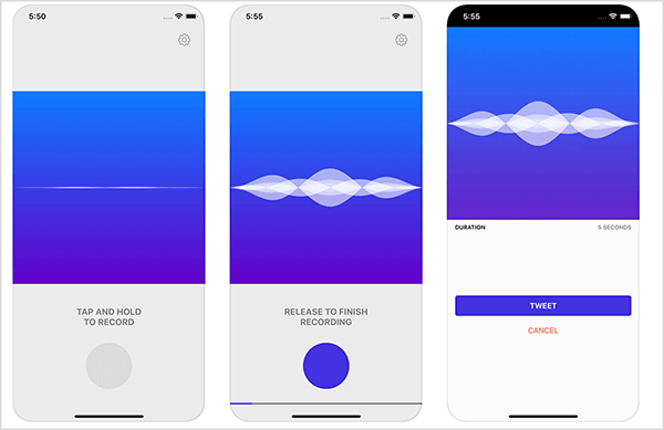 Twodio app allows you to tweet audio with a a waveform that catches people's eye in the Twitter feed.