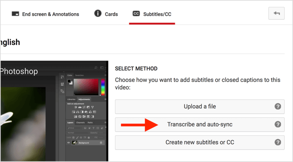 Click Transcribe and Auto-Sync and then paste your transcript into the box.