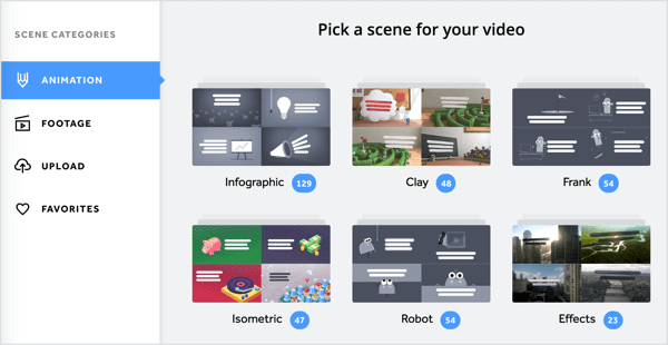 You can add a variety of animations and video footage to your Biteable video.
