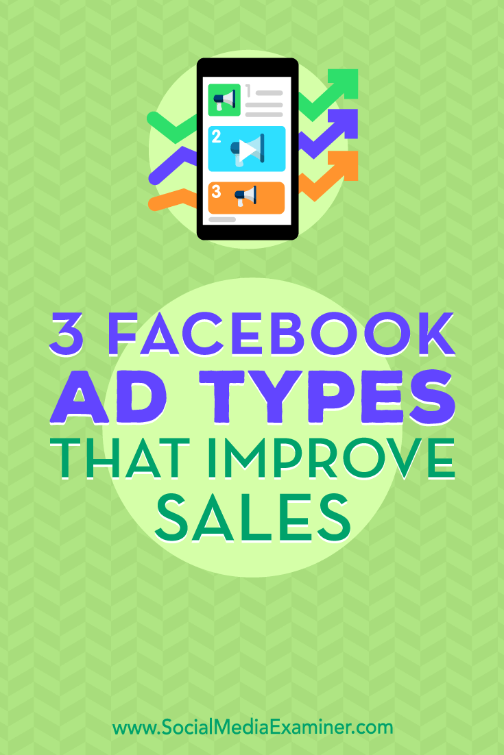 Discover how three Facebook ad types can help you better present your products and drive sales.