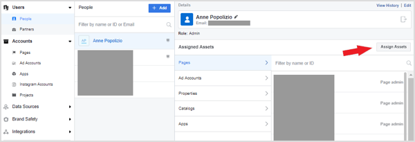 Assign the client's ad account, page, and any other assets to you.